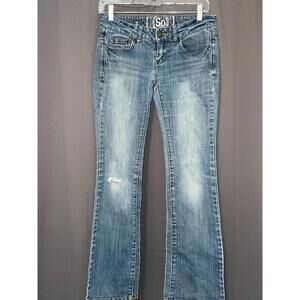 SO Low-Rise Bootcut Distressed Jeans - Medium Wash Y2K Style Size 3